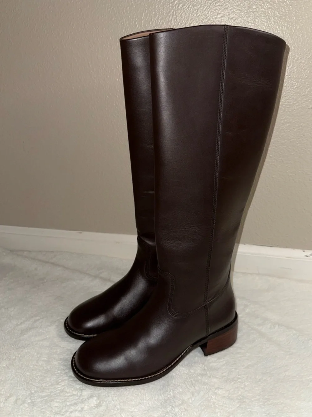 Blonde Freya Waterproof Java Brown Leather Knee-High Riding Boots - Sz 9M, NWOB